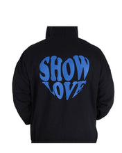 Load image into Gallery viewer, SHOW LOVE HOODIE IN BLACK WITH BLUE LOGO - Show Love
